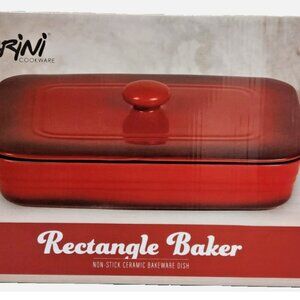 Rectangle Baker Non-stick Ceramic Bakeware Dish - Red ( new with box)